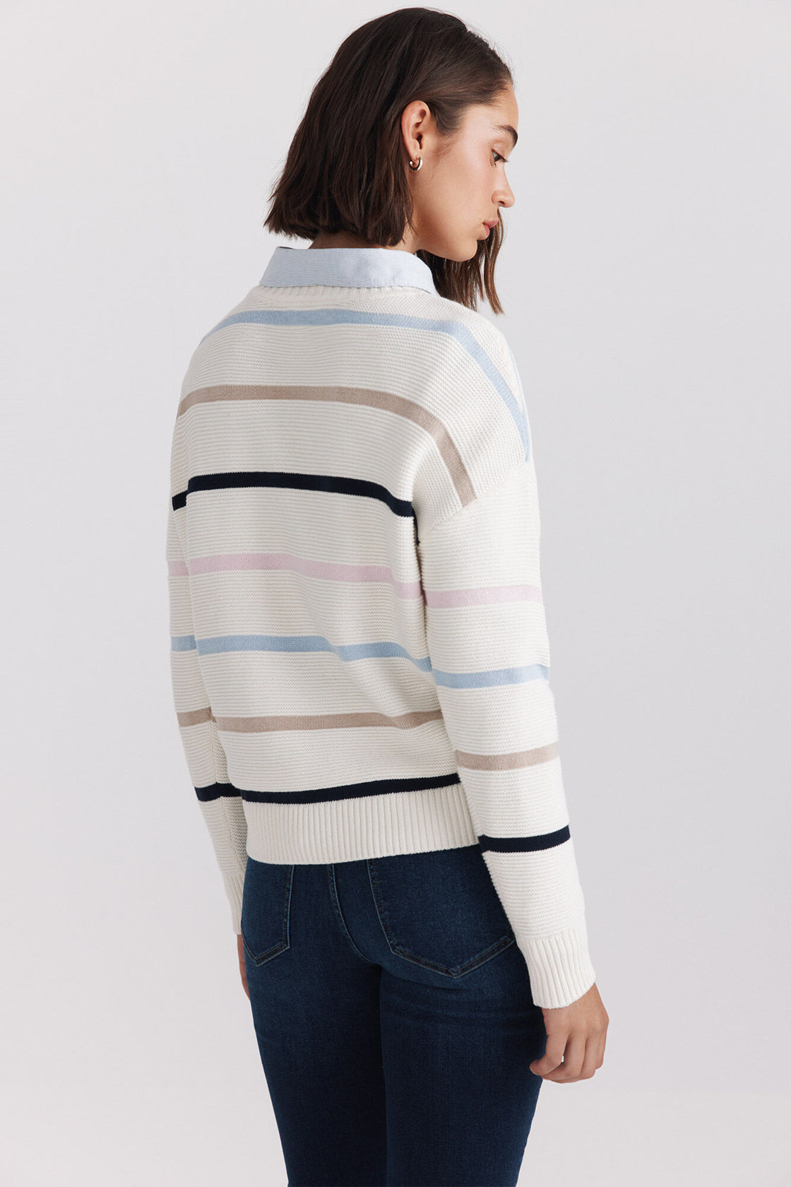 W STRIPE PRINT SWEATER