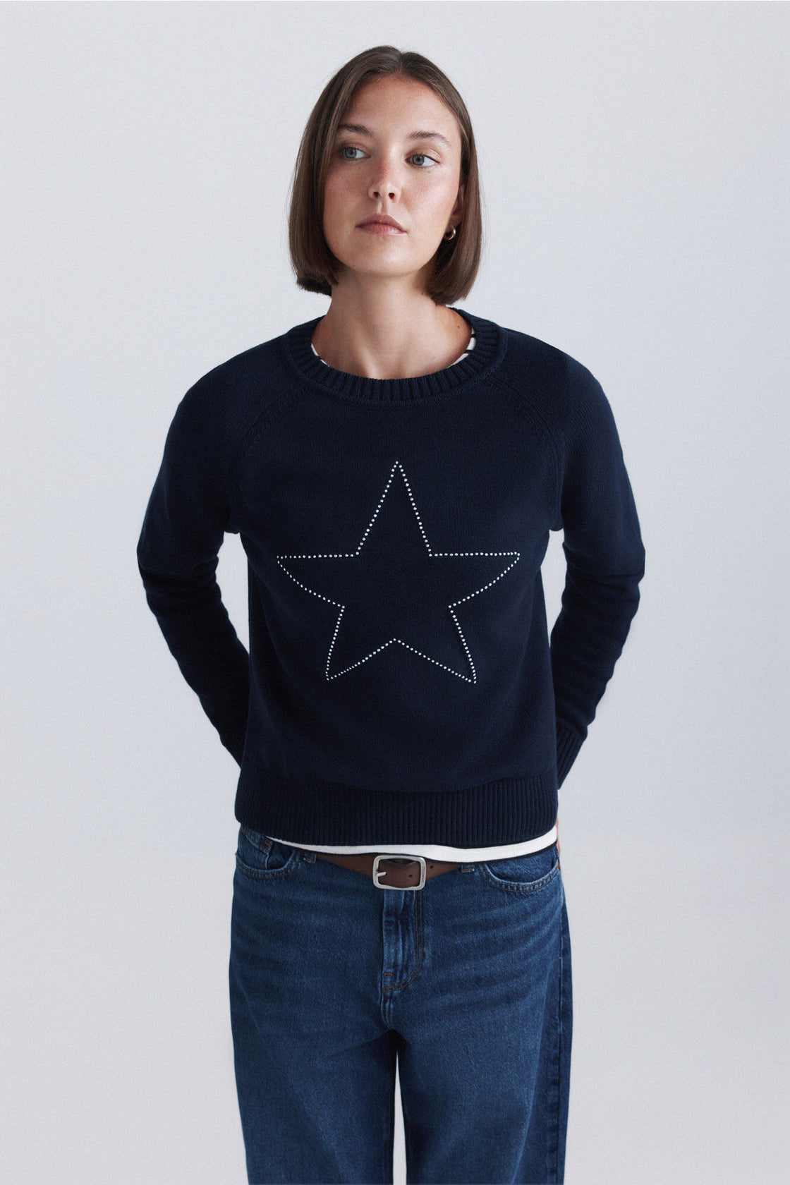 W STARS PRINT SWEATER