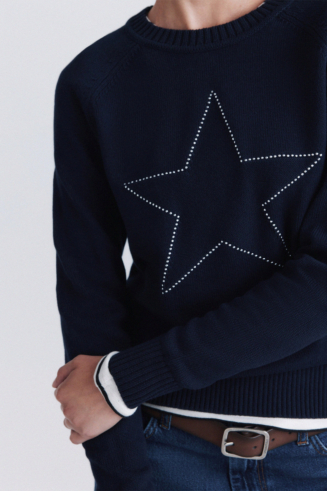 W STARS PRINT SWEATER