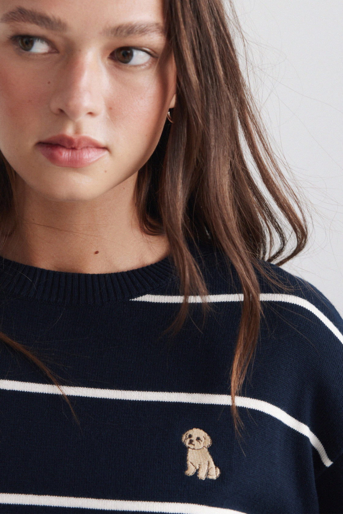 W COMBINED SWEATER WITH EMBROIDERY