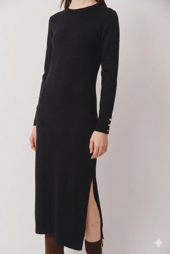 W STRETCH DRESS WITH BUTTONS ON THE SLEEVES