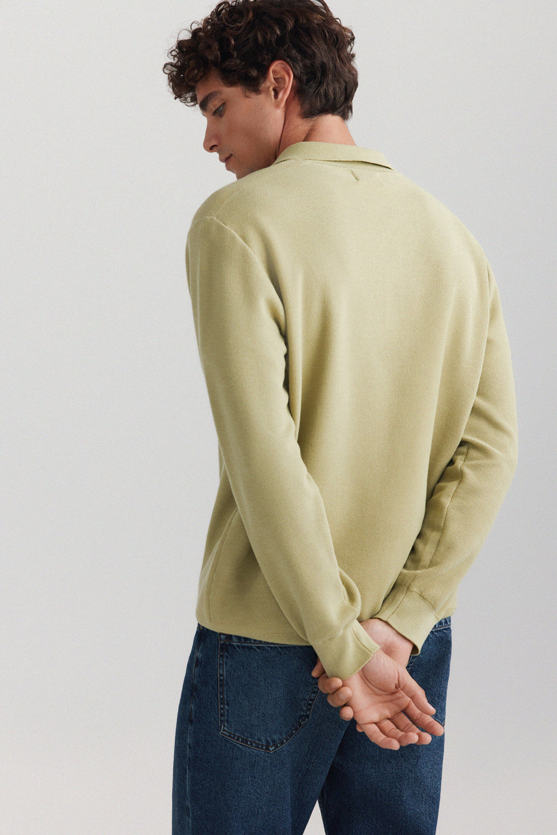 M STRUCTURED L/S POLO