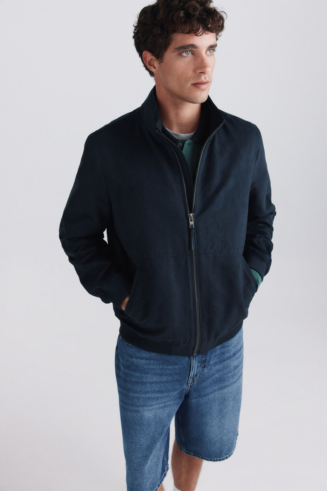 M SUEDE FUNNEL JACKET