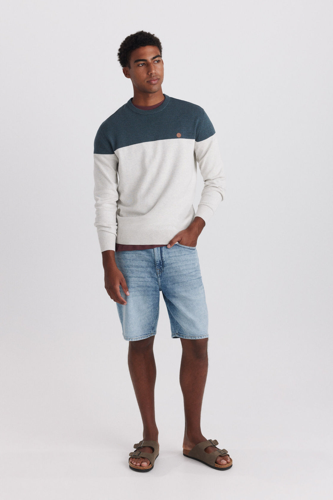 M CREW NECK COLOR BLOCK PULLOVER GG12