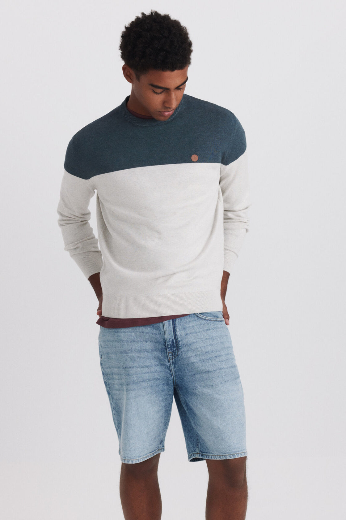 M CREW NECK COLOR BLOCK PULLOVER GG12