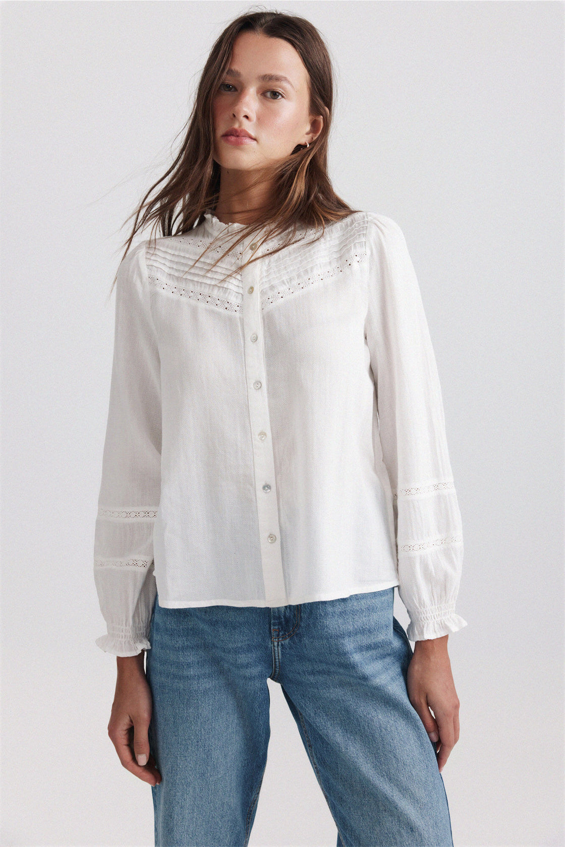 W ROMANTIC COTTON L/S BLOUSE