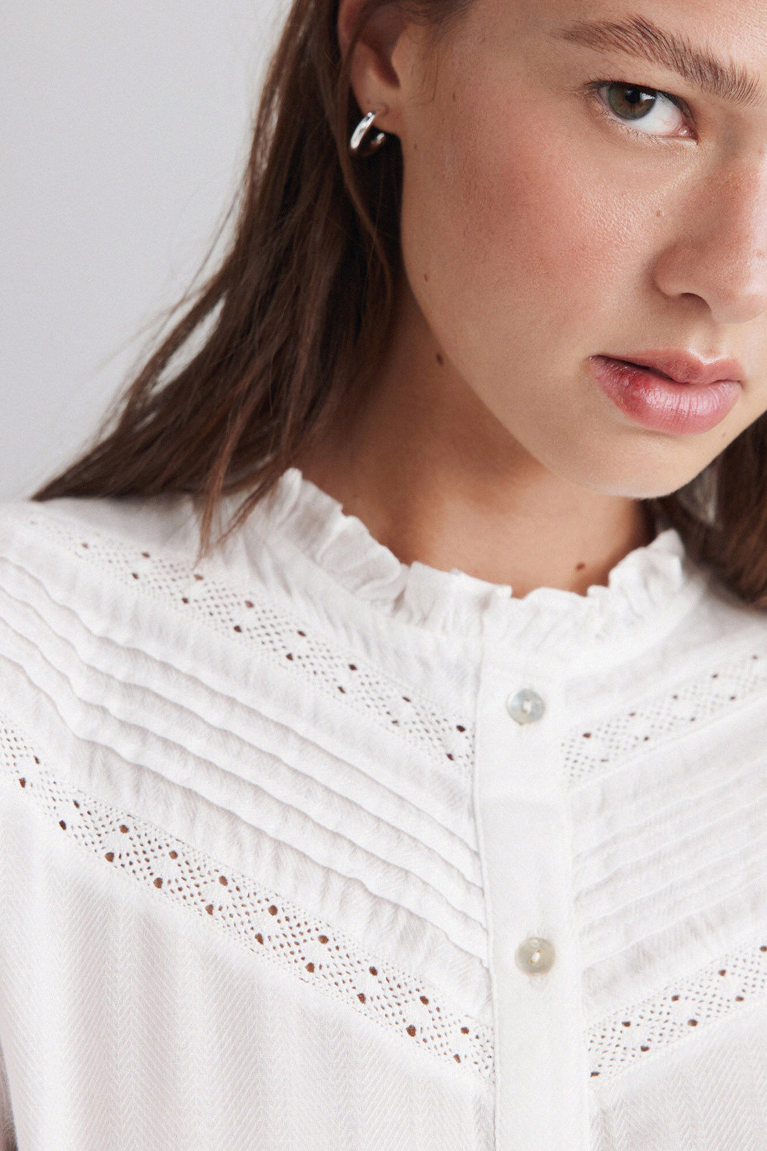W ROMANTIC COTTON L/S BLOUSE