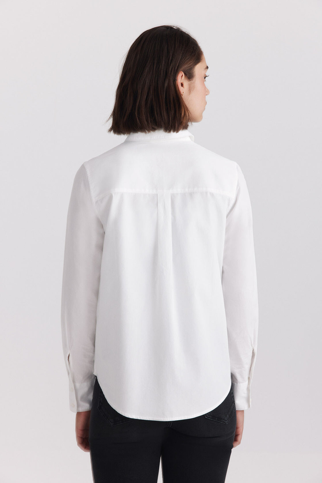 W POPLIN POCKET BASIC L/S SHIRT