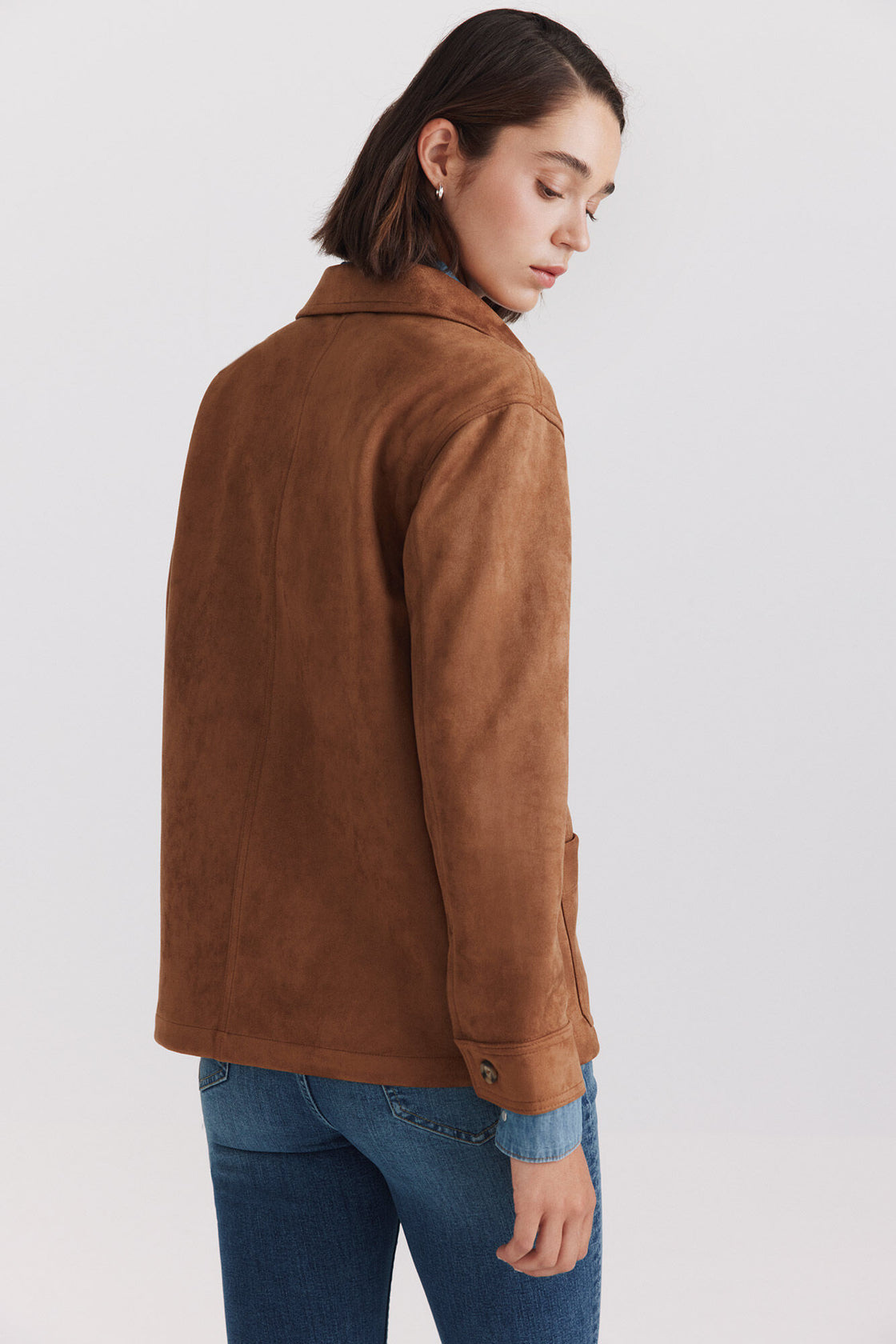 W SUEDE JACKET WITH BUTTONS