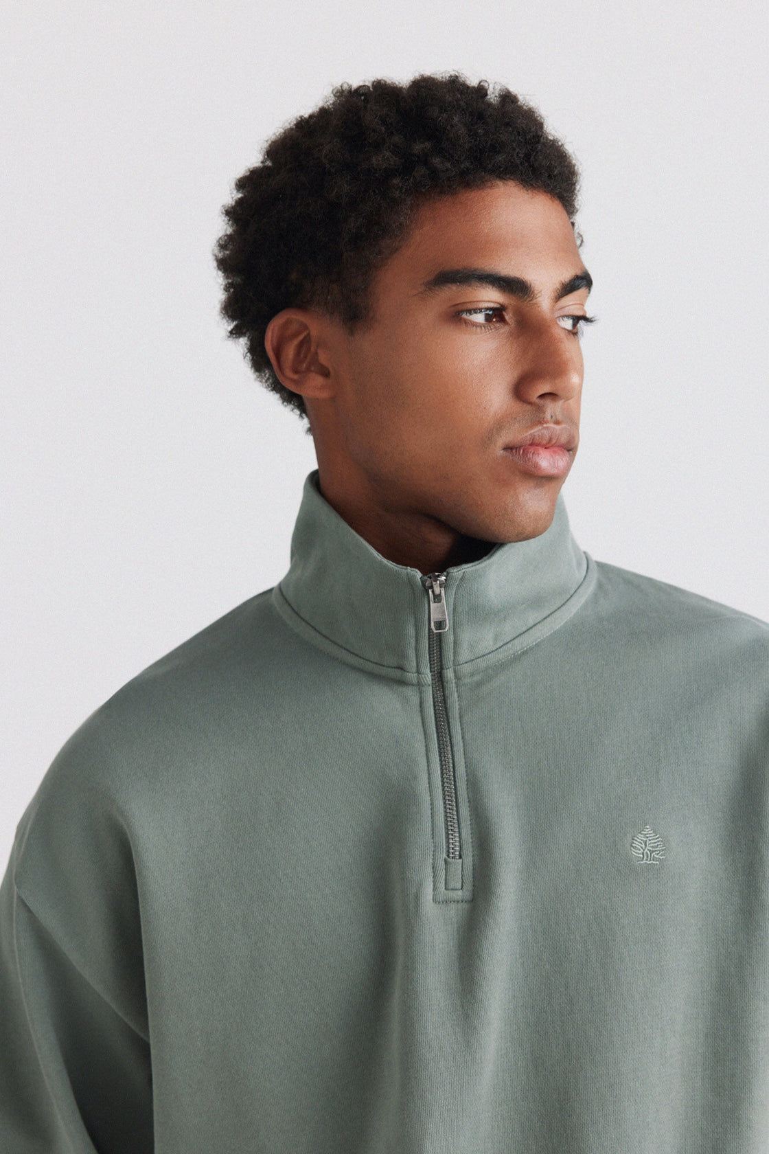 M ZIP UP COLLAR BASIC SWEATSHIRT