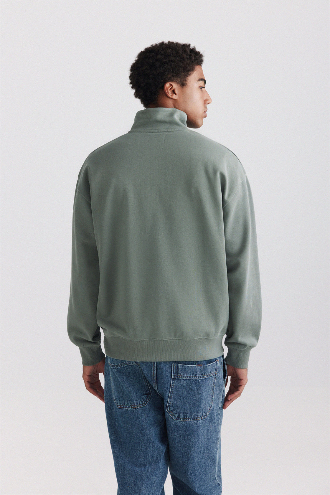M ZIP UP COLLAR BASIC SWEATSHIRT