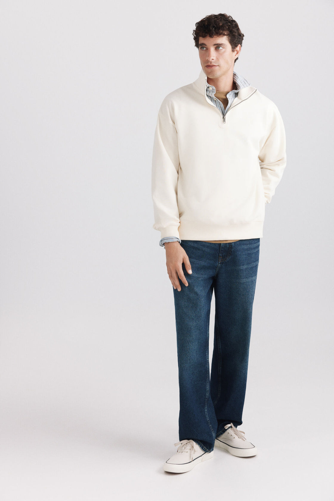 M ZIP UP COLLAR BASIC SWEATSHIRT