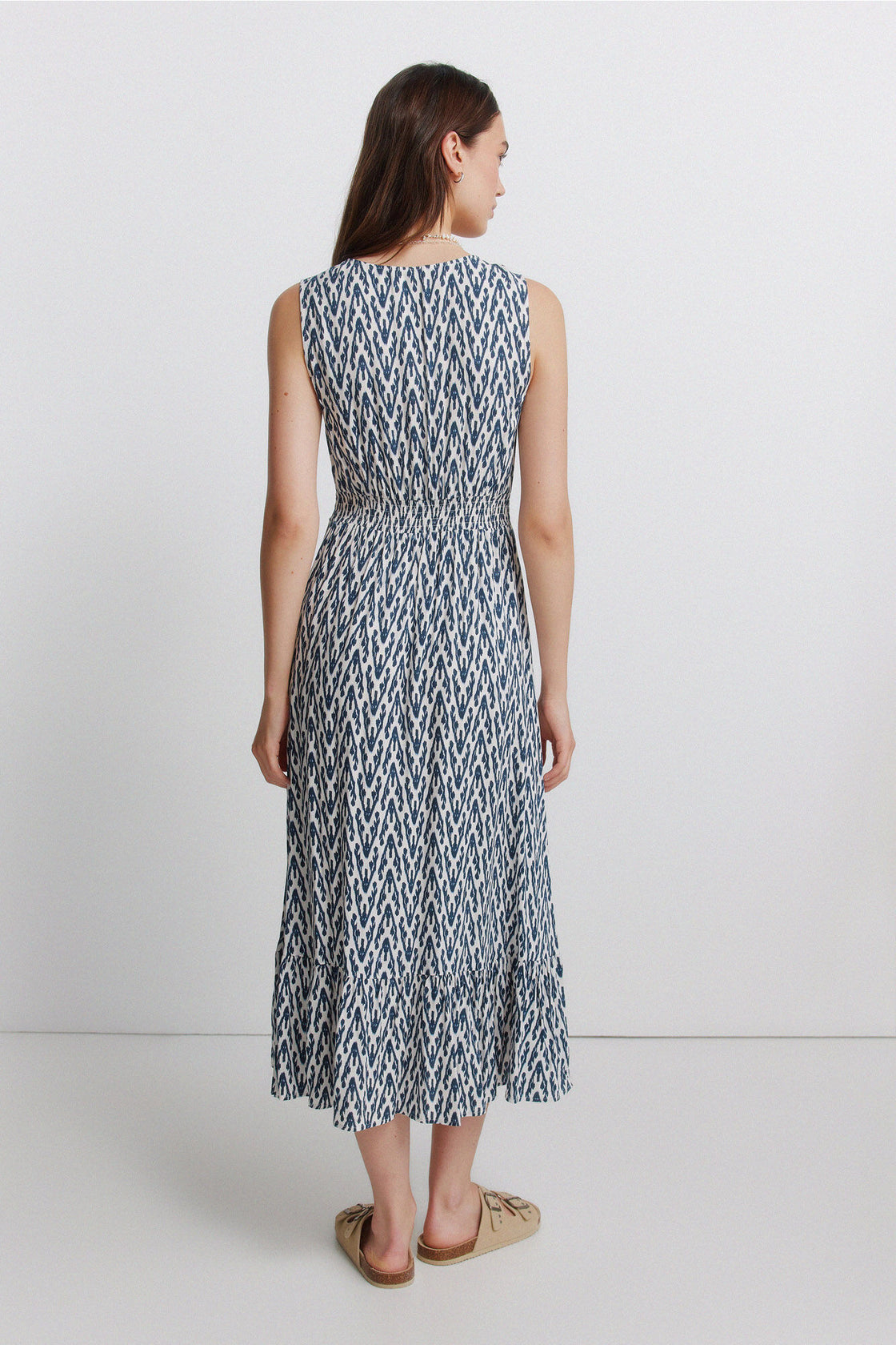 W 8.T.M.MIDI MC VIS SLUB SMOCK PRINT