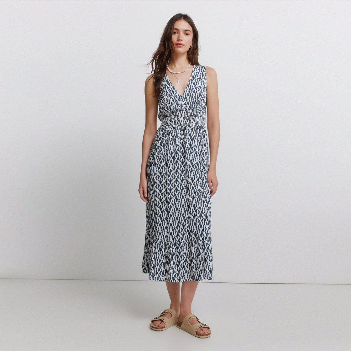 W 8.T.M.MIDI MC VIS SLUB SMOCK PRINT