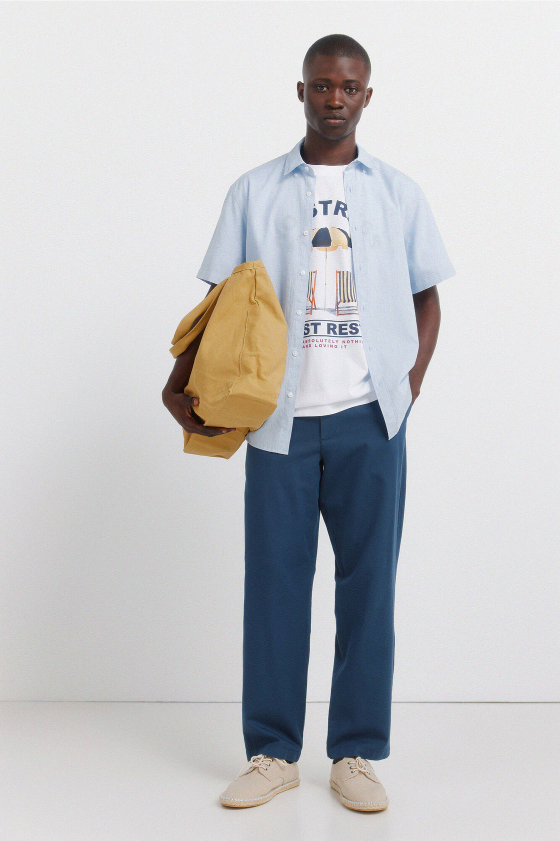 M LINEN BASIC SHORT SLEEVE