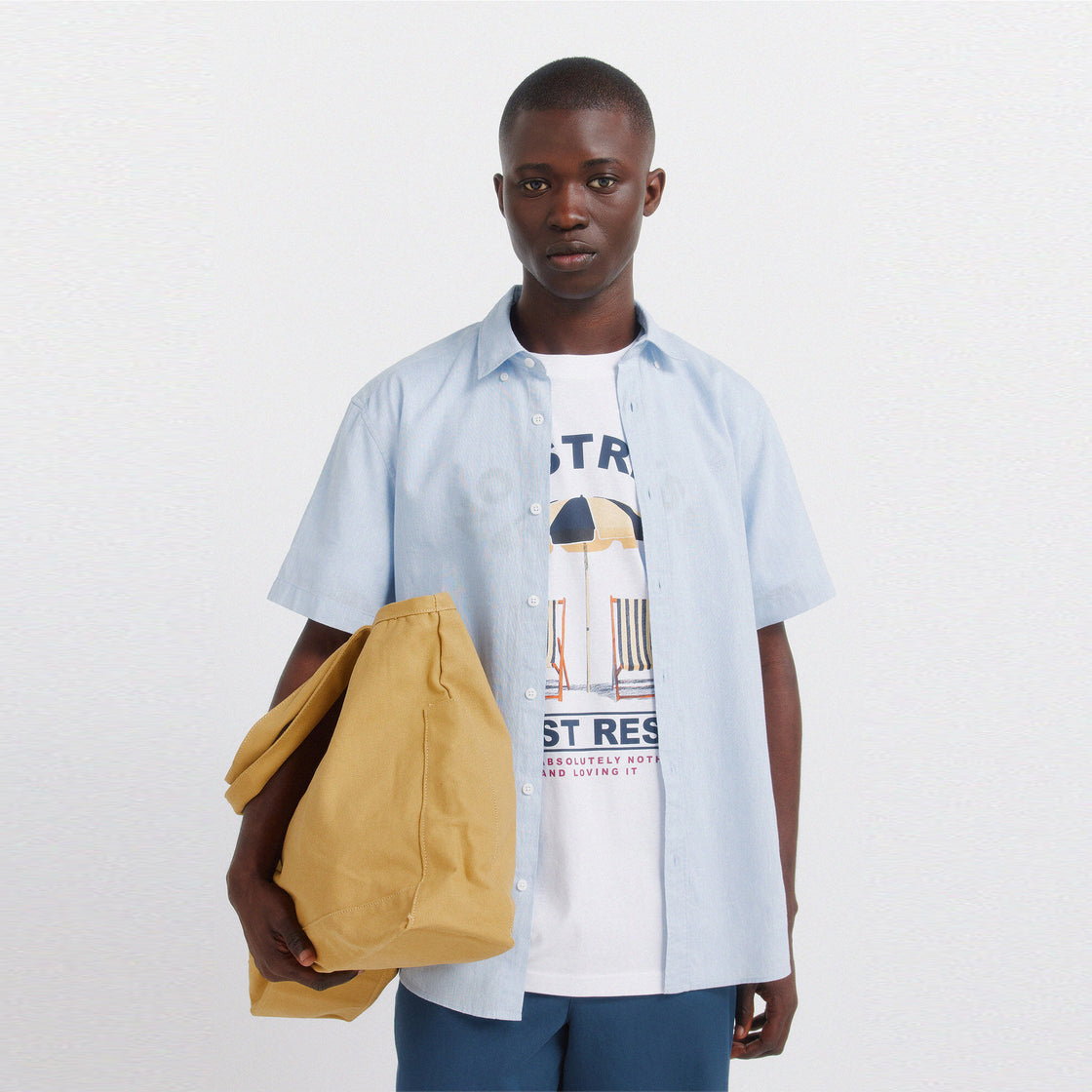 M LINEN BASIC SHORT SLEEVE