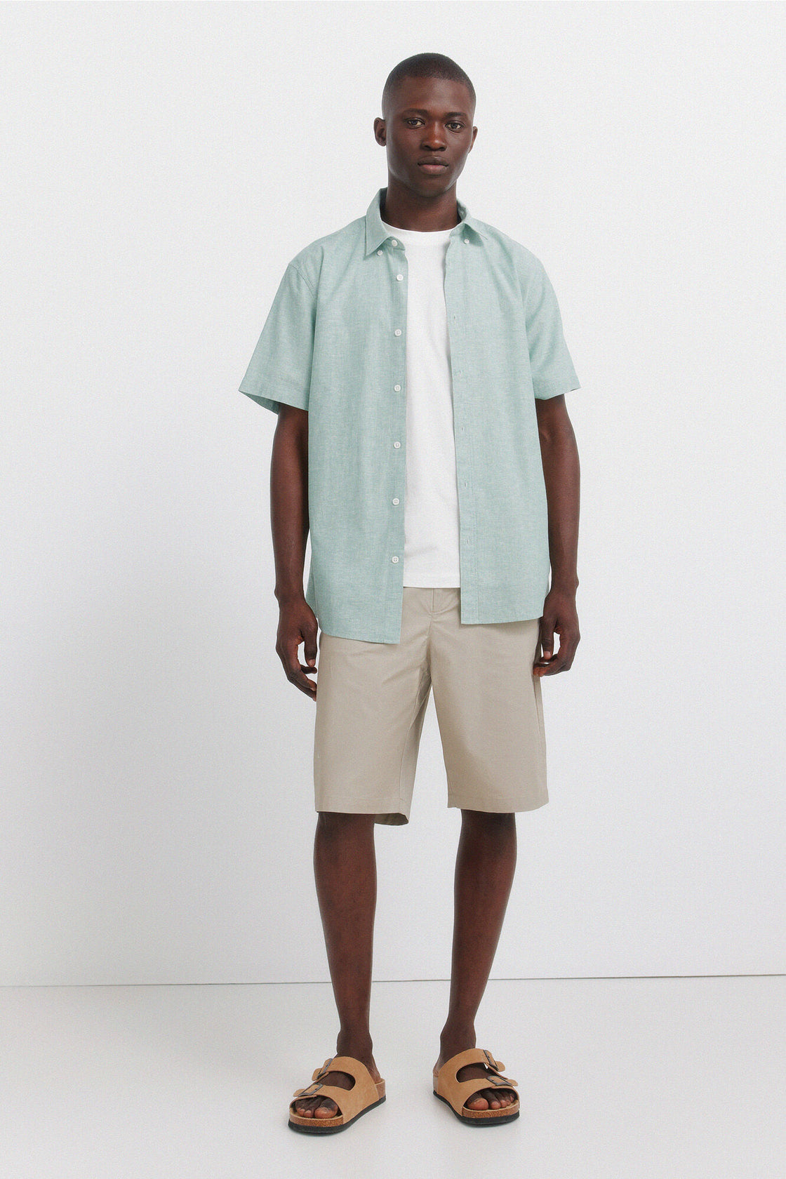 M LINEN BASIC SHORT SLEEVE