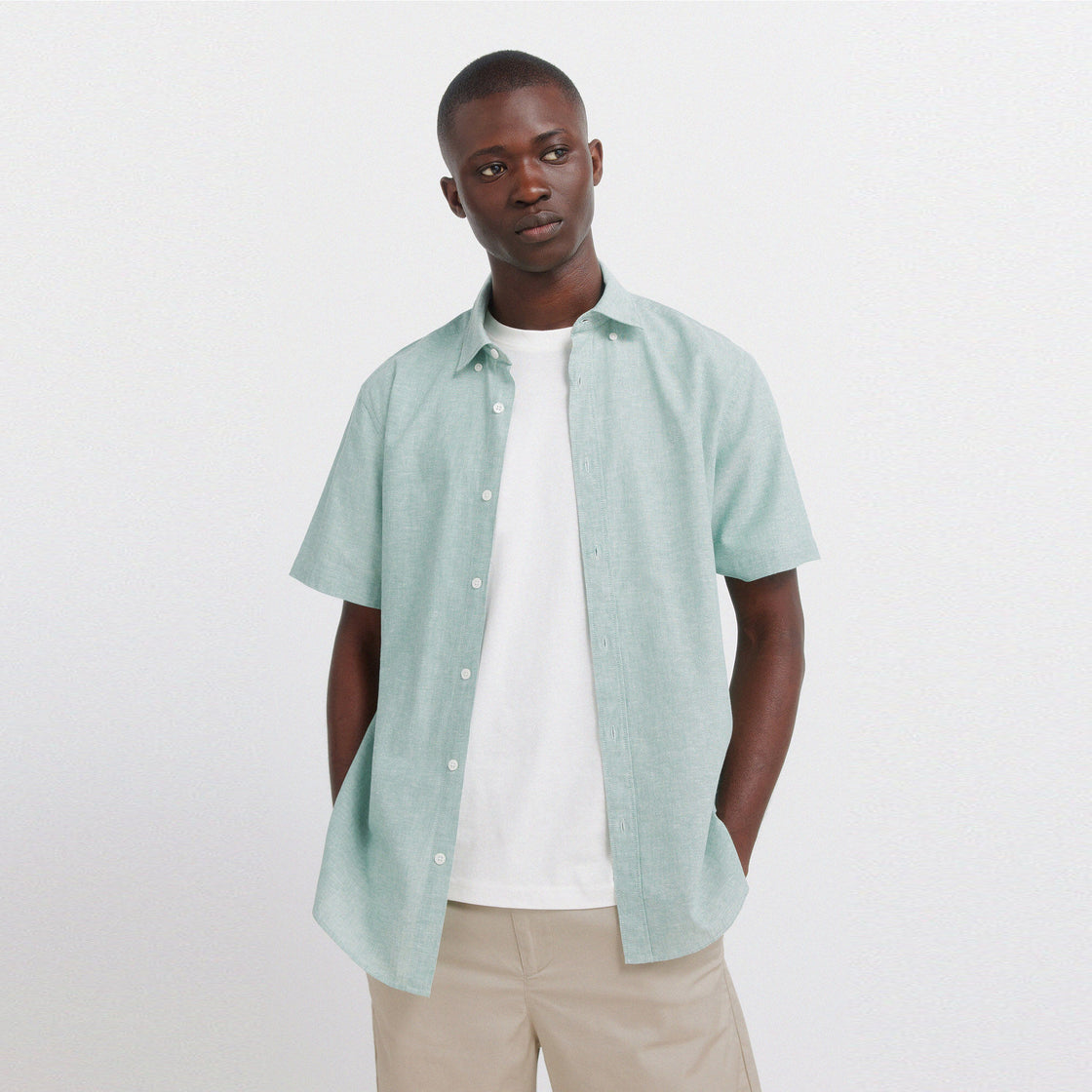 M LINEN BASIC SHORT SLEEVE