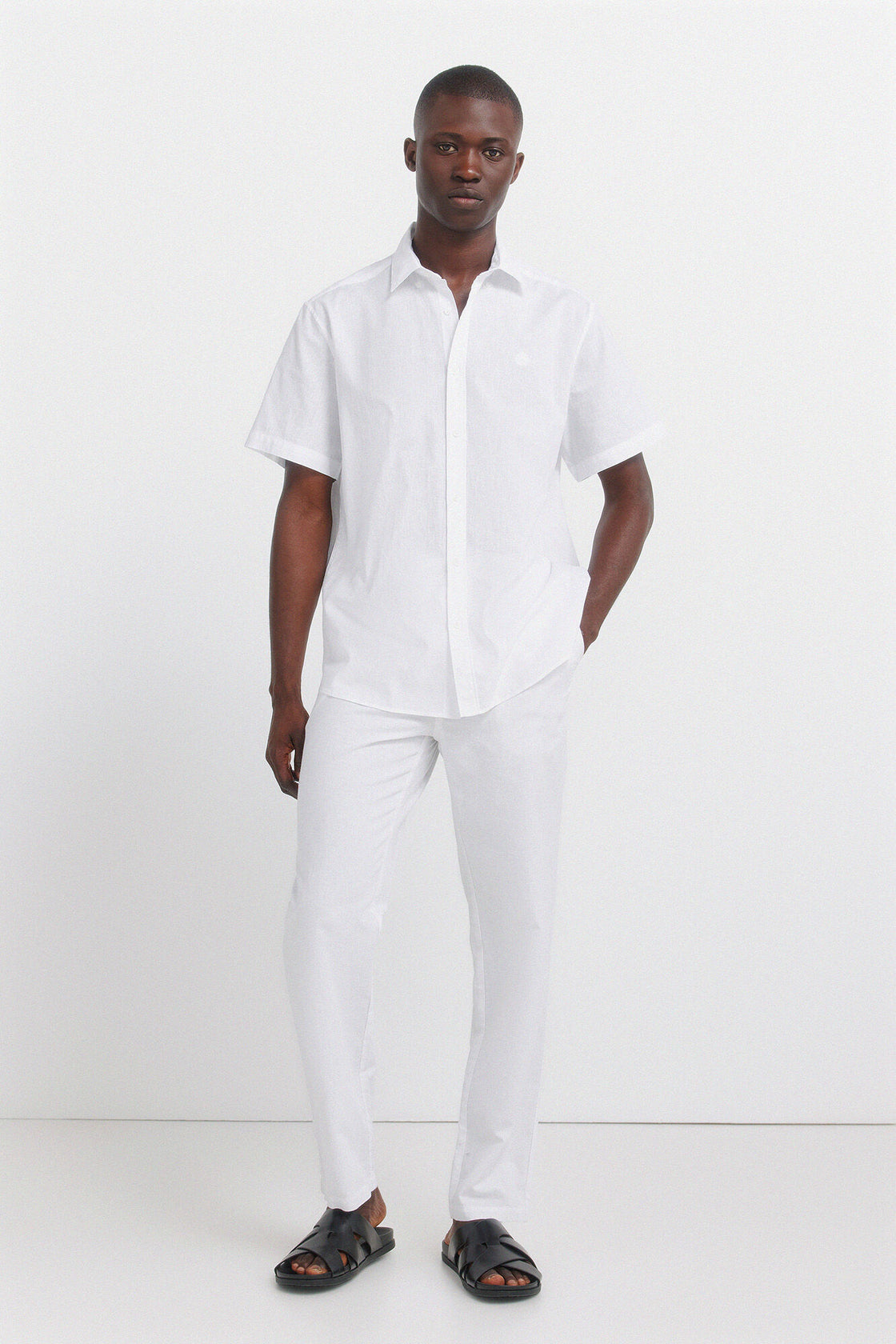 M LINEN BASIC SHORT SLEEVE
