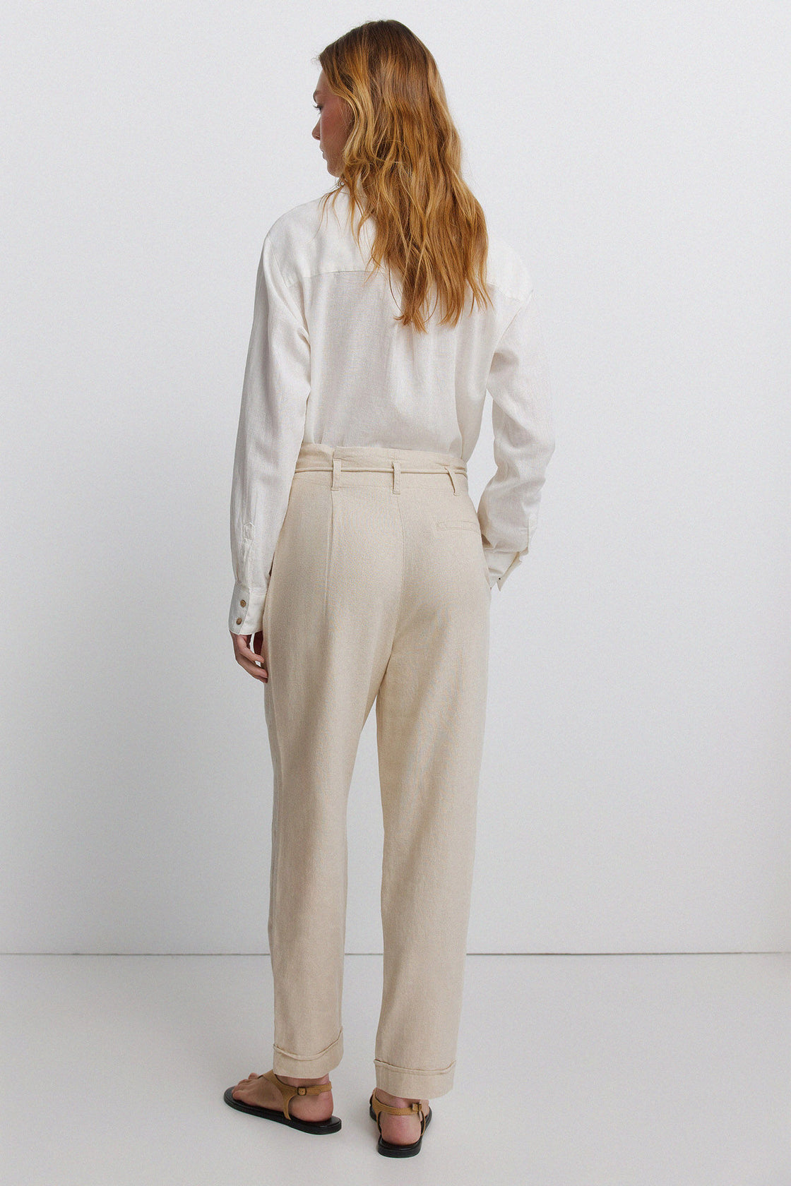 W 7.T.B.PANTALON LINO CORDON PIEDRA