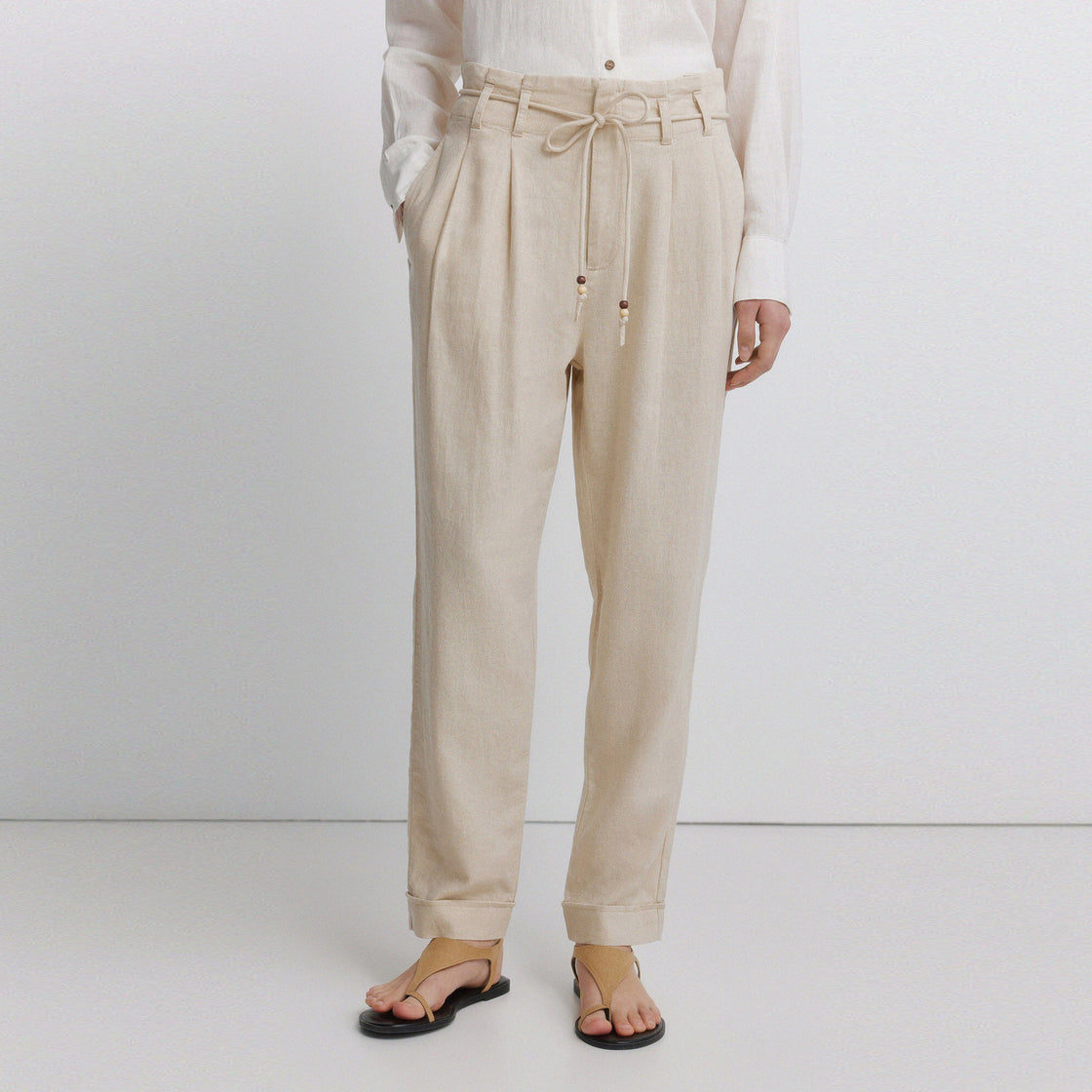 W 7.T.B.PANTALON LINO CORDON PIEDRA