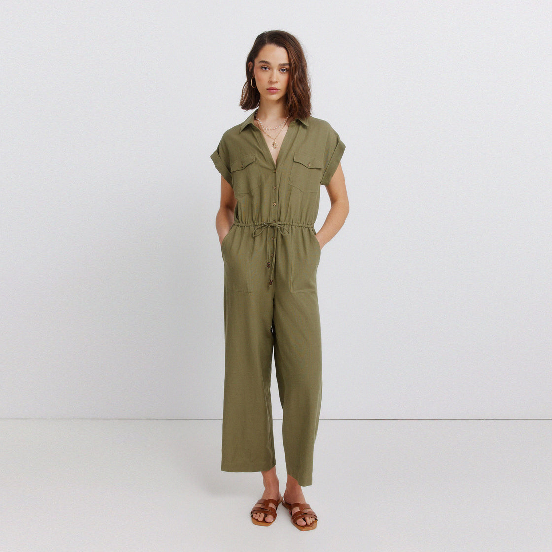 W LINEN JUMPSUIT