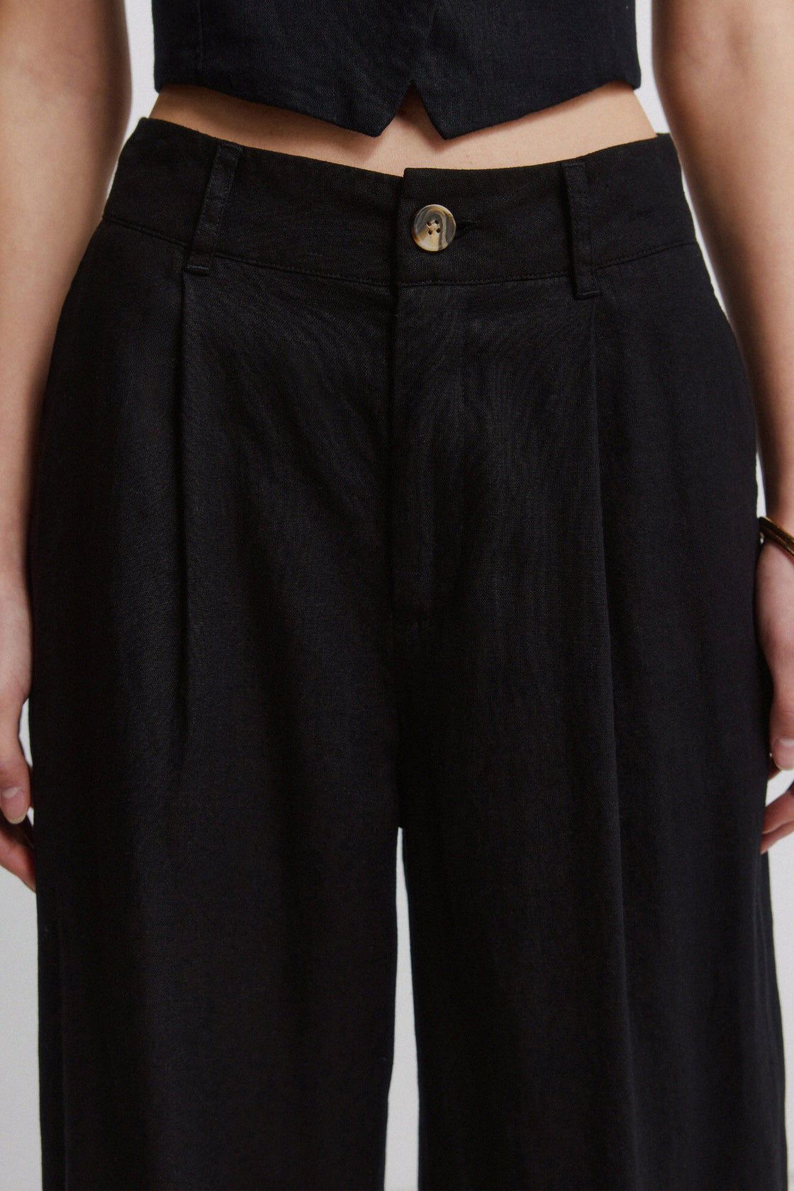W 7.GYM.A.PANT LINO PINZAS NEGRO