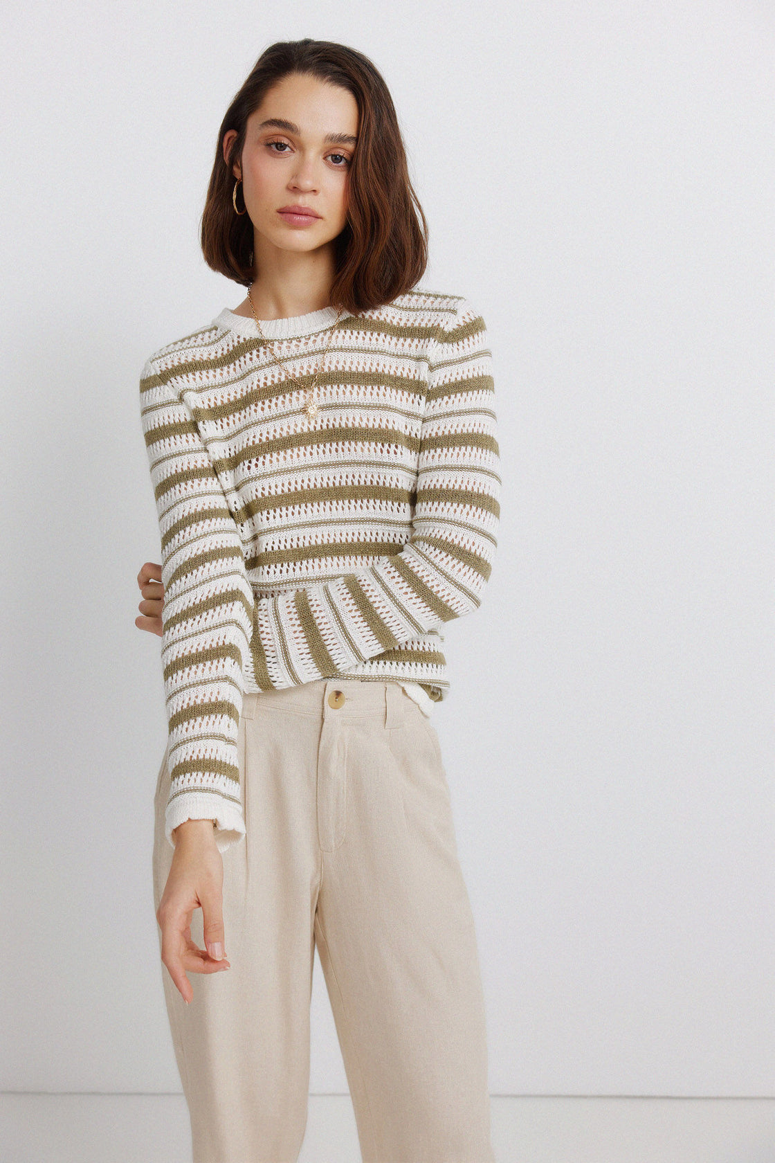 W LINEN PLEATED TROUSERS