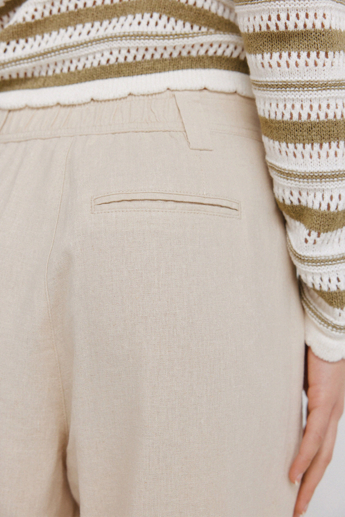 W LINEN PLEATED TROUSERS