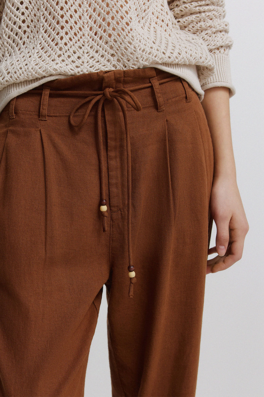 W 7.T.B.PANTALON LINO CORDON MARRON