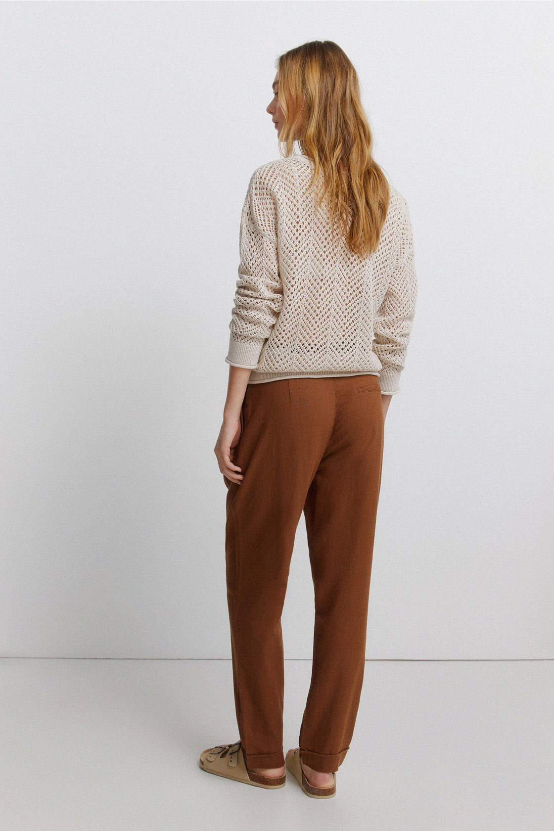 W 7.T.B.PANTALON LINO CORDON MARRON