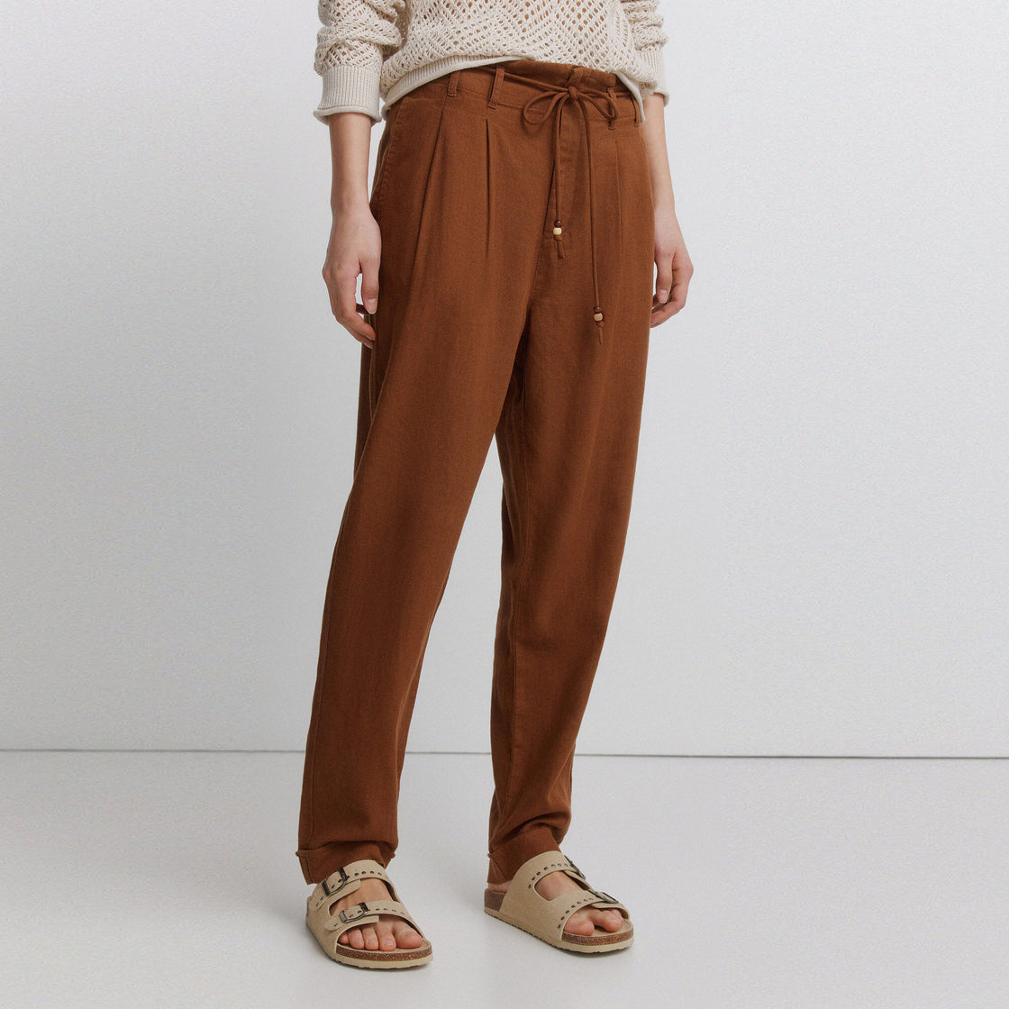 W 7.T.B.PANTALON LINO CORDON MARRON