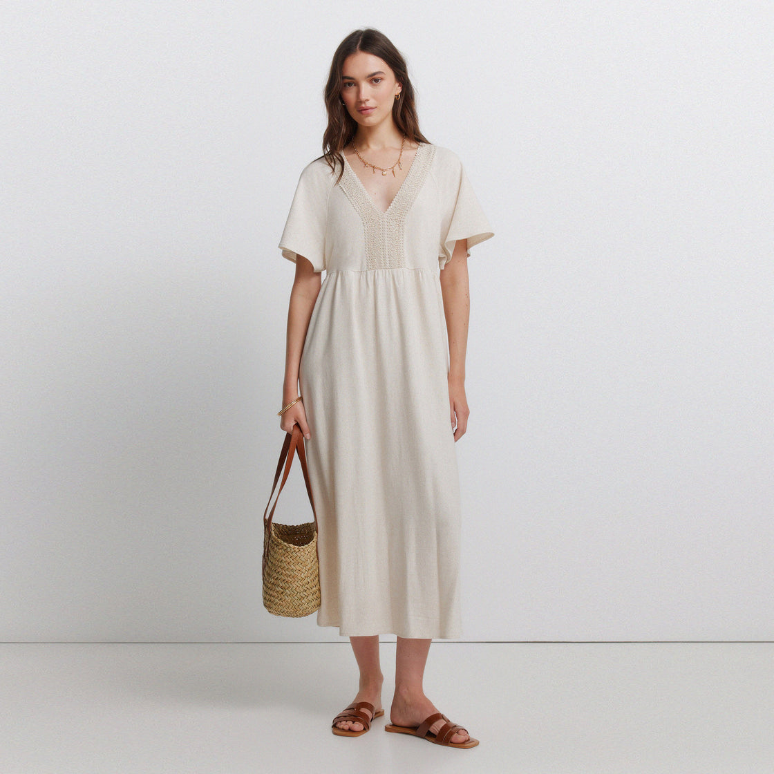 W 8.T.M.MIDI MC LINO CROCHET NATURAL
