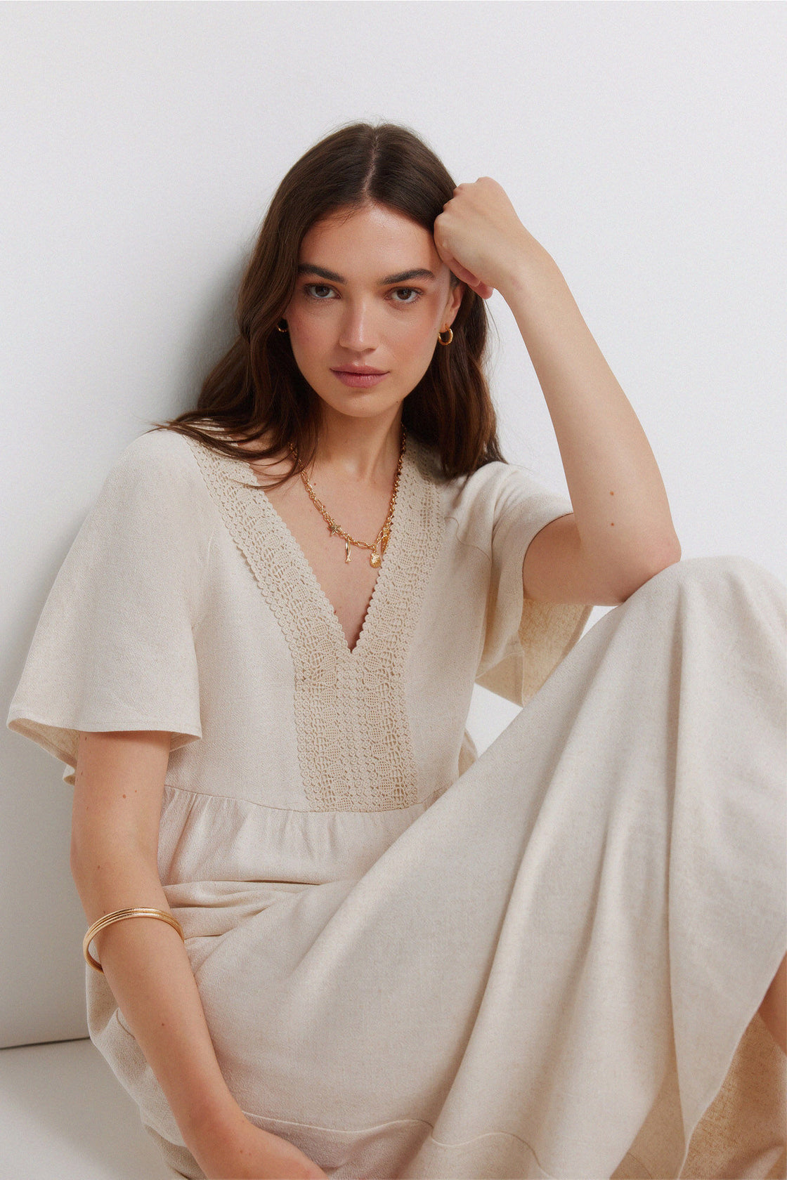 W 8.T.M.MIDI MC LINO CROCHET NATURAL