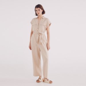 W UTILITY LINEN JUMPSUIT