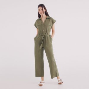 W UTILITY LINEN JUMPSUIT
