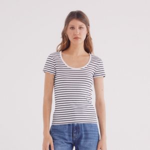 W SHORT SLEEVE T-SHIRT RIB ROUND NECK