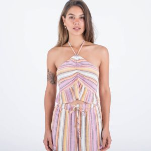 W SUNSET STRIPE HALTER TOP